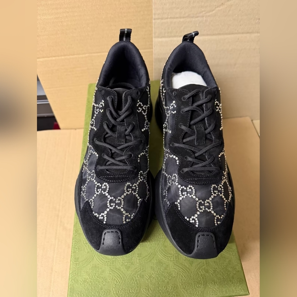 Gucci Black GG Crystal Embellished Run Sneakers - Picture 6 of 9
